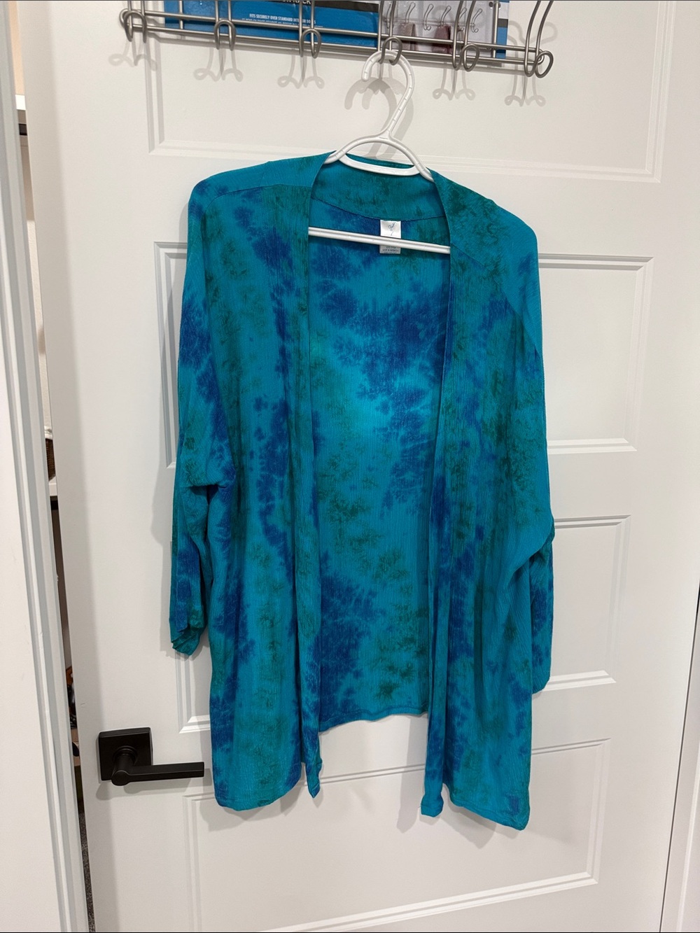 Lee Teal & Blue Open Front Draped Kimono
